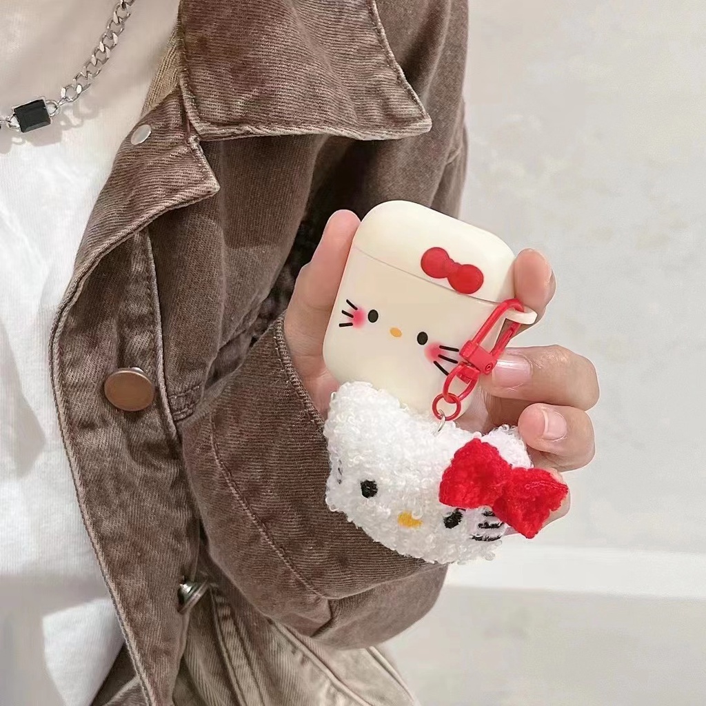 Vỏ Bảo Vệ Hộp Sạc Tai nghe không dây airpods pro / pro 2 3 / 2 / 1 Hình sanrio hello kitty Bằng Vải Bông Dễ Thương