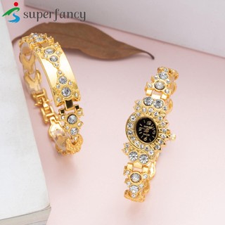 Đồng Hồ quartz Nữ Mạ Vàng Đính Hột Xoàn Dễ Đọc