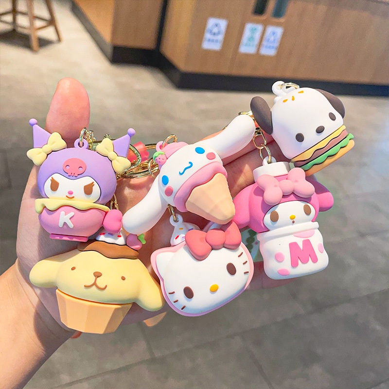 Hoạt Hình Móc Khóa Silicon Hình Mèo sanrio Xinh Xắn