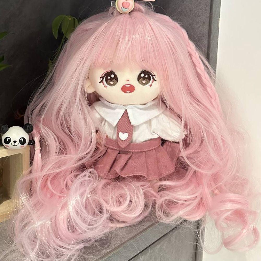 Bộ Tóc Giả Xoăn Dài 20cm Bằng Vải cotton Dành Cho Búp Bê