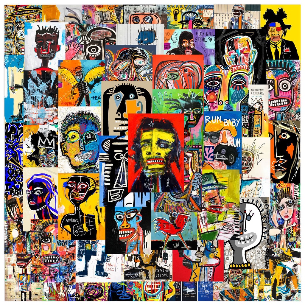 Bộ 50 Miếng Dán Trang Trí Mũ Bảo Hiểm / Bút Chì Chống Thấm Nước Họa Tiết graffiti Độc Đáo