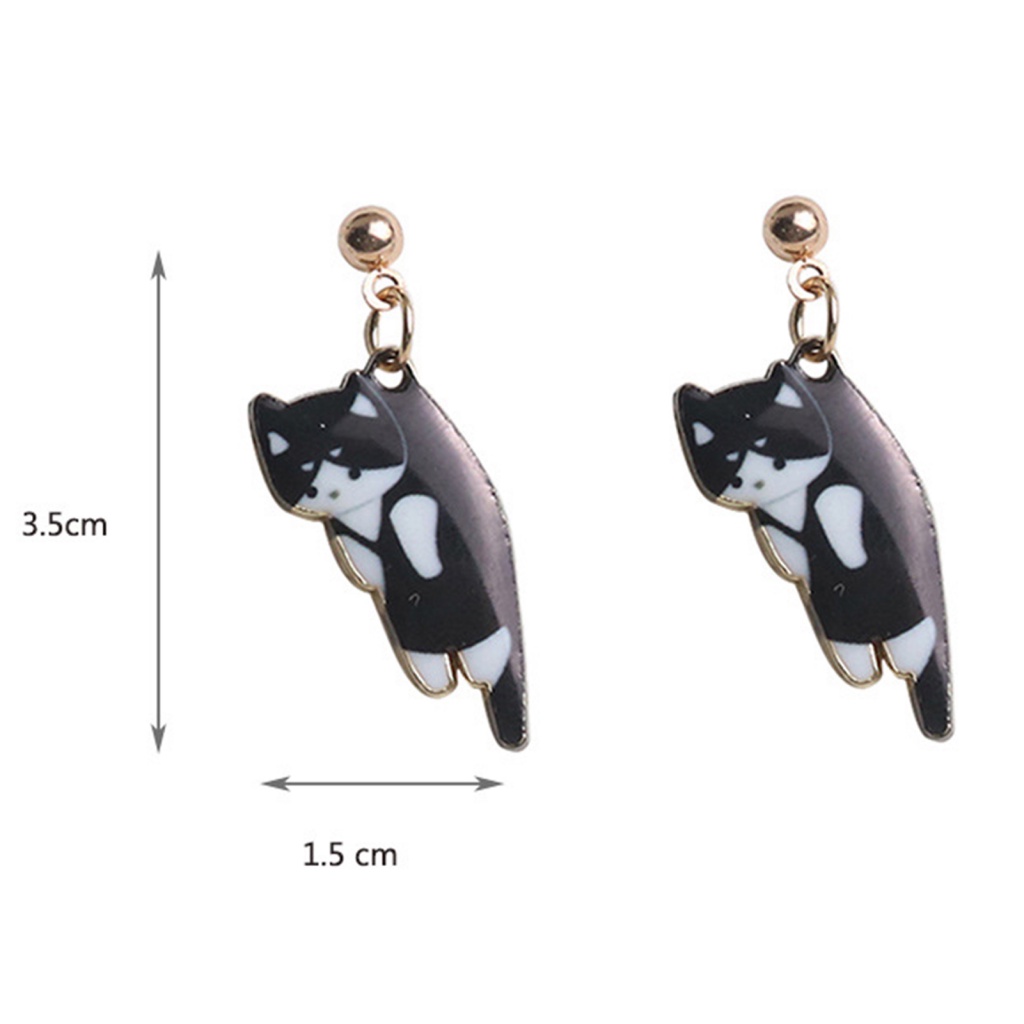 Áo Thun In Hình Thời Trang Năng Động Cho Nữ| 1 Đôi Bông Tai Hình Mèo Đơn Giản Dễ Phối Đồ Thời Trang Cho Nữ