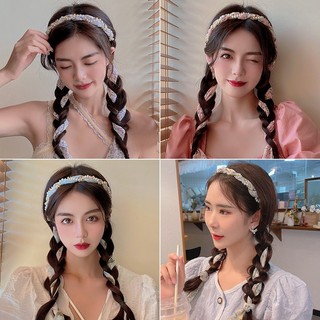Băng đô cài tóc vải lụa đính ngọc trai phong cách hàn quốc mới
