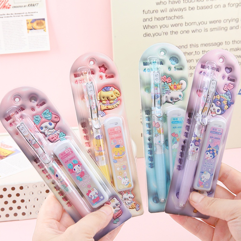 Sanrio Hộp Bút Chì Tự Động 3d 0.5mm In Họa Tiết kuromi my melody cinnamoroll Dễ Thương