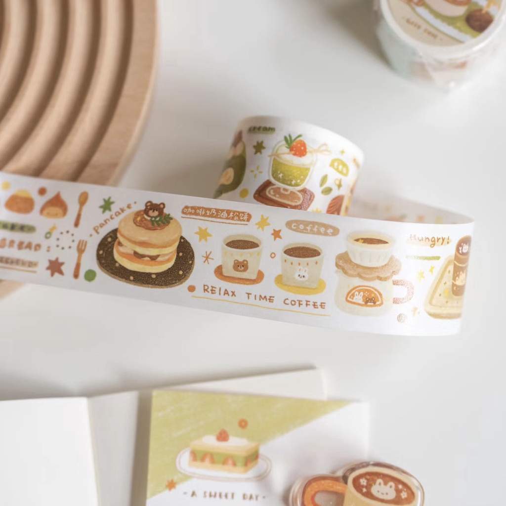 Băng dính washi tape chiết 1M trang trí sổ tay bullet journal Orange studio