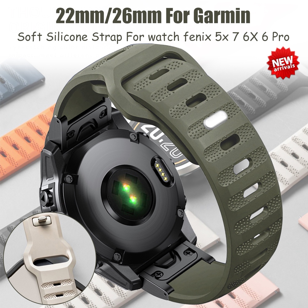 Dây Đeo Silicon 26mm 22mm Thay Thế Cho Garmin Fenix 5 5X 6 6X Pro 7 7X Forerunner 945 935