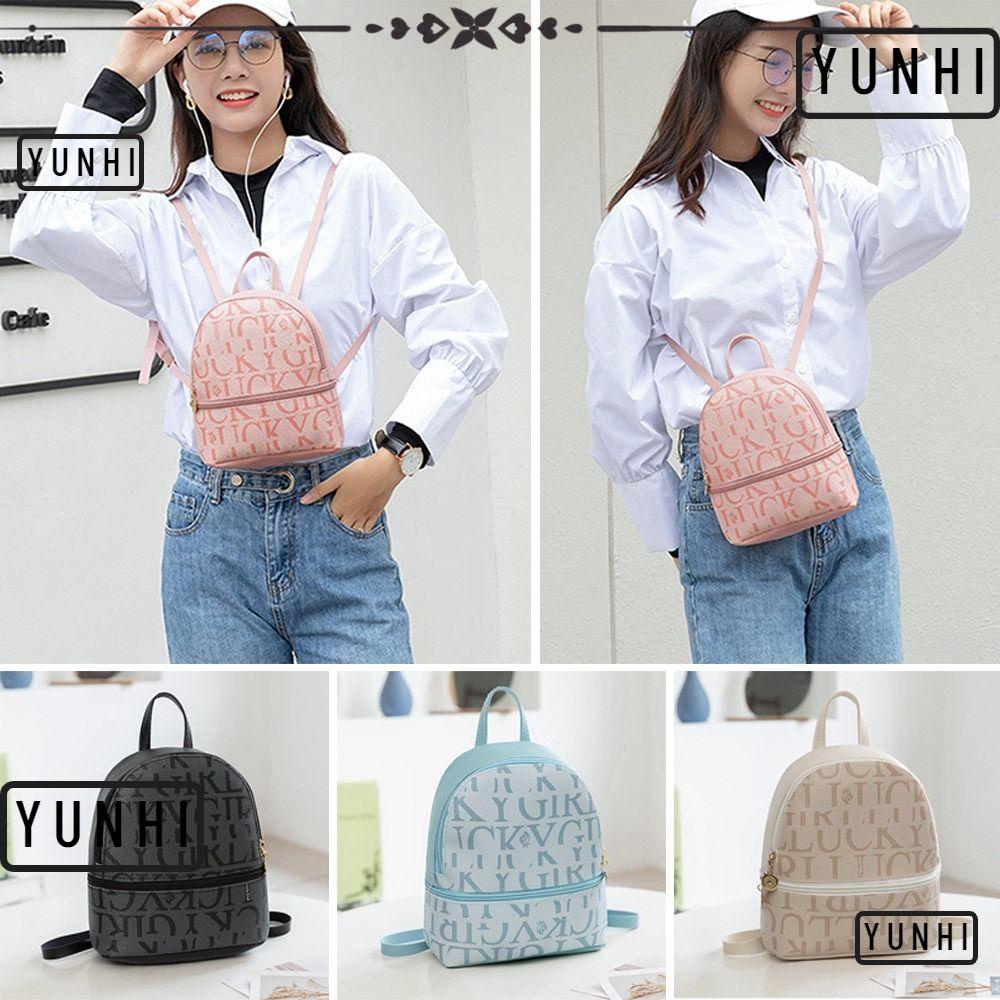 Yunhi Ba Lô Da pu Đa Năng In Họa Tiết Chữ Thời Trang Cho Nữ