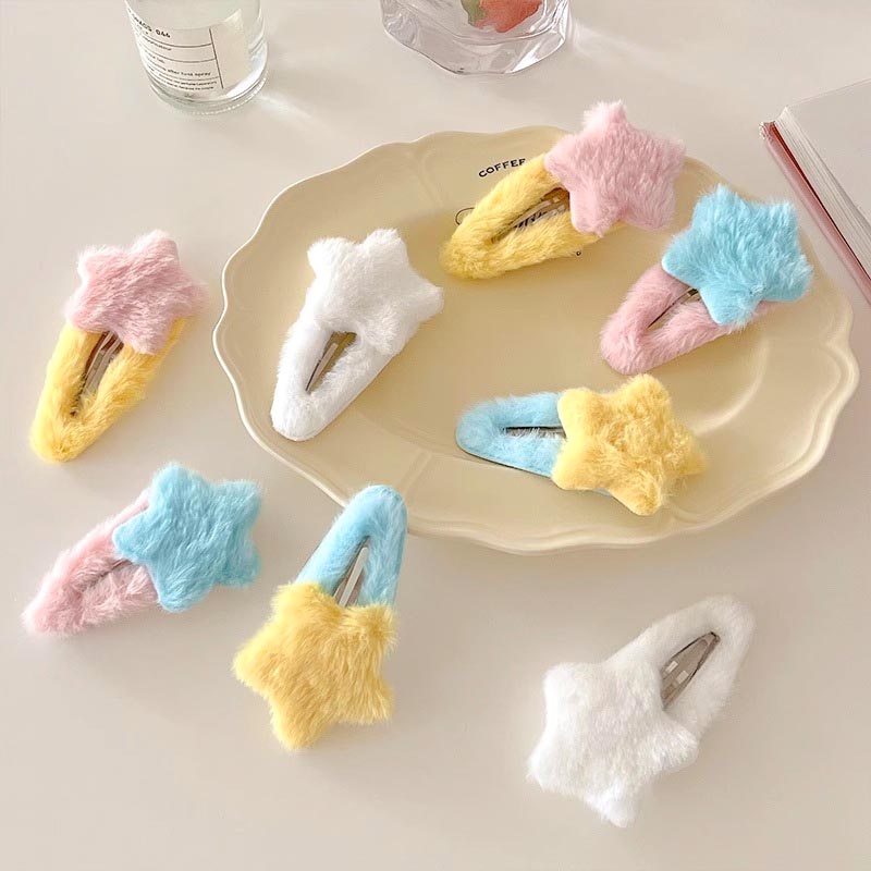 PVN61756 Kẹp tóc hình ngôi sao bằng lông nhung dễ thương xinh xắn dành cho nữ T2