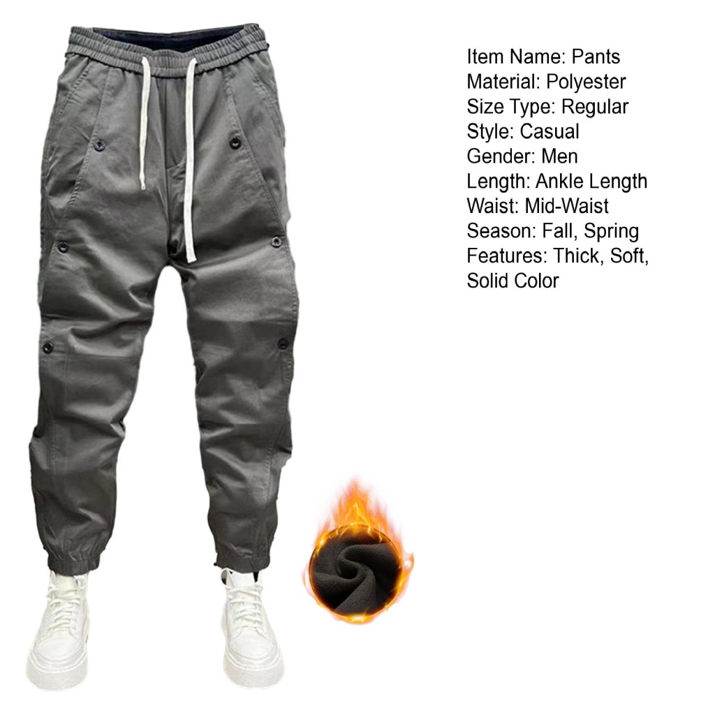 Quần Thể Thao Dài Tới Mắt Cá Chân Có Túi Màu Trơn Lưng Thun Thoải Mái Mùa Thu Đông Cho Nam