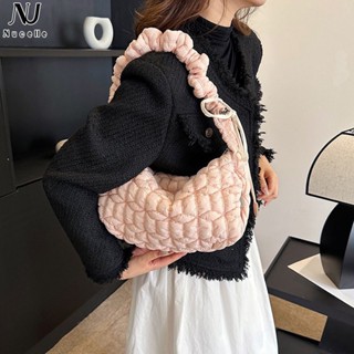 Nucelle Túi Đeo Vai Xếp Ly Bằng Vải Khâu Thời Trang Âu Mỹ Giản Dị Dành Cho Bạn Nữ