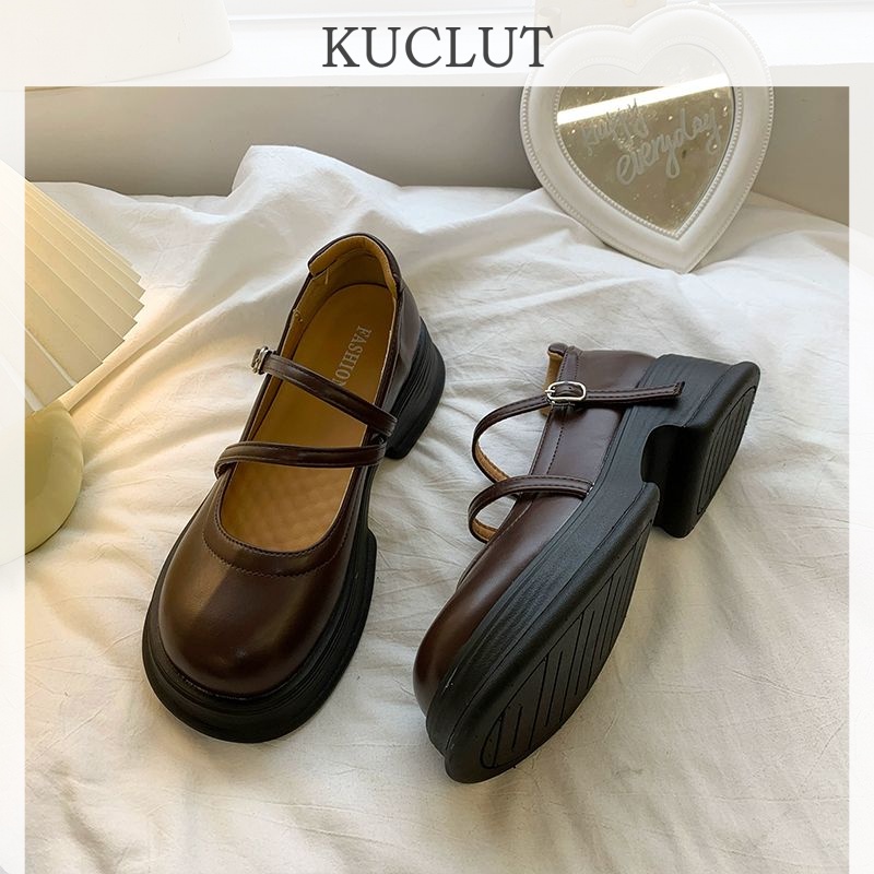 KUCLUT giày búp bê đế cao lolita giày Mary Jane Đế da mềm đế thời trang Độ bền cao Tiện dụng Phù hợp Đa dạng FLF23B0YQ6 48Z231130