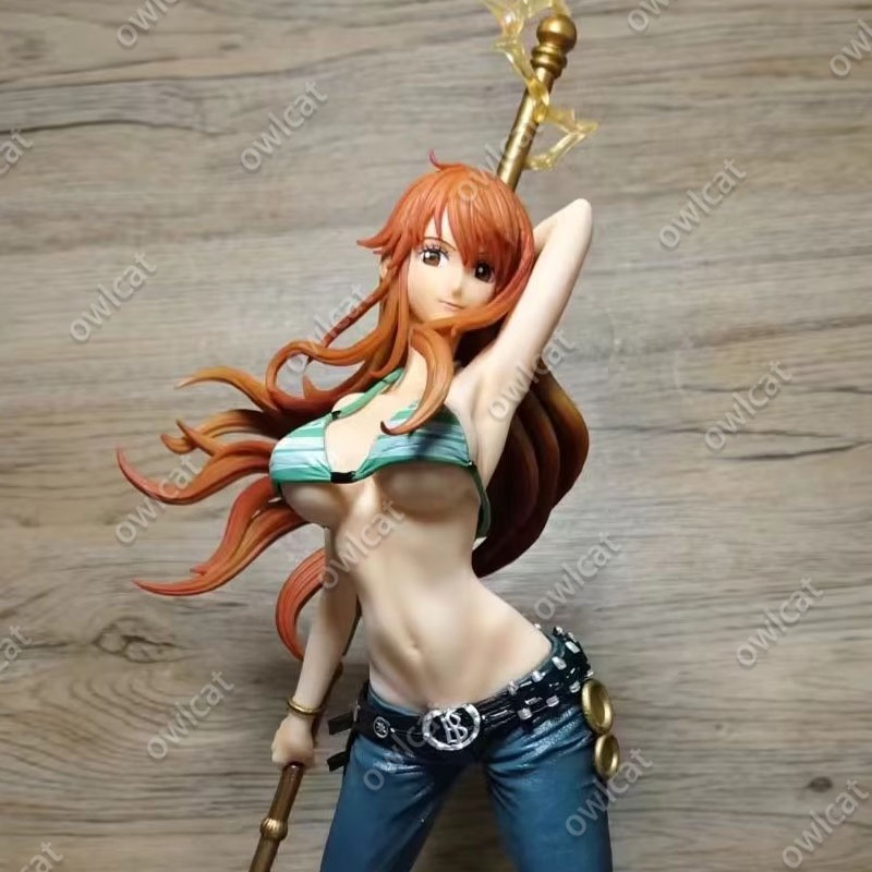 Mô Hình Nhân Vật One Piece Nami w/ Zeus  40cm Big Size Nami Swimsuit Onepiece Straw Hat Pirates Cat Burglar Whole Cake Island PVC Figure Packed in Box Model