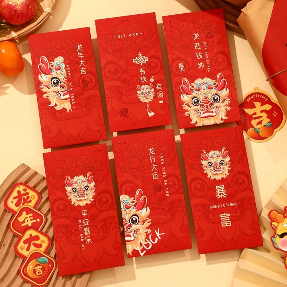 Phong Bao Lì Xì Năm Mới Hình Chữ Nhật Màu Đỏ Hoàng Đạo Phong Cách Trung Hoa Sáng Tạo