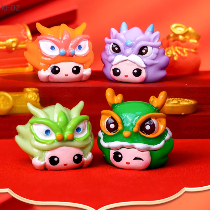 Tượng Rồng Hoạt Hình mini Bằng Nhựa resin Để Bàn Trang Trí Phong Cảnh Năm Mới