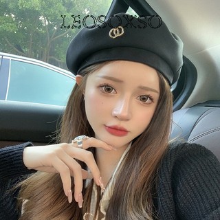 Leosoxs mũ nồi len màu đen thời trang thu đông hàn quốc cá tính cho nữ amz23c0au3
