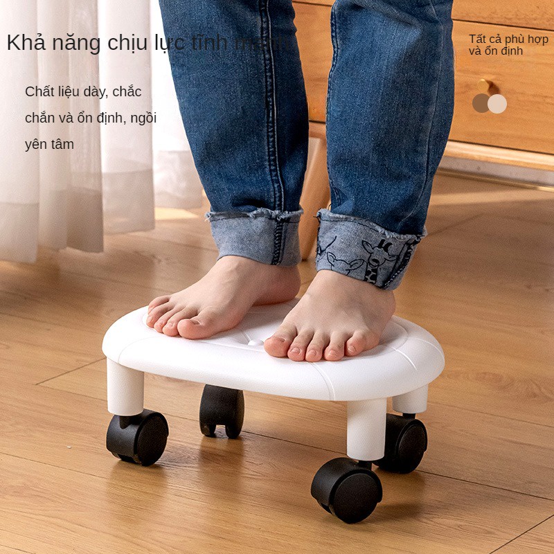 Ghế Đẩu Giả Da Thấp Có Bánh Xe Tháo Rời Được Thông Dụng Cho Phòng Khách / Phòng Ngủ Của Trẻ Em