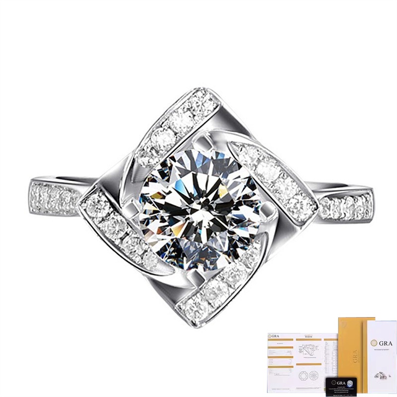 [Giấy chứng nhận GRA miễn phí] Vòng mở cỏ bốn lá Karat Moissanite xoay 18K Gold 1 Karat Moissanite