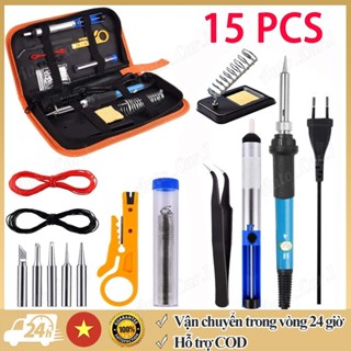  COD bộ 15 món Mỏ hàn thiếc điều chỉnh nhiệt độ, máy hàn chì mini, mỏ hàn tq936 60w 220v và phụ kiện hàn