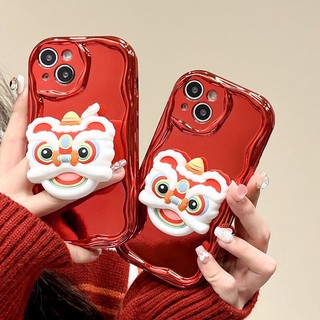 Ốp Điện Thoại Mềm Mạ Điện Họa Tiết Màu Đỏ Mừng Năm Mới Cho iPhone 14 15 Plus X XS XR 11 12 13 14 15 Pro Max