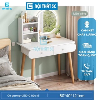 Bàn trang điểm Nội Thất 5C tích hợp đèn LED thông minh có nút cảm ứng bật tắt điều chỉnh độ sáng phong cách Bắc Âu