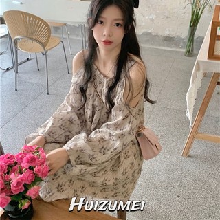 Đầm hoa trễ vai dáng chữ a phong cách hàn quốc ngọt ngào