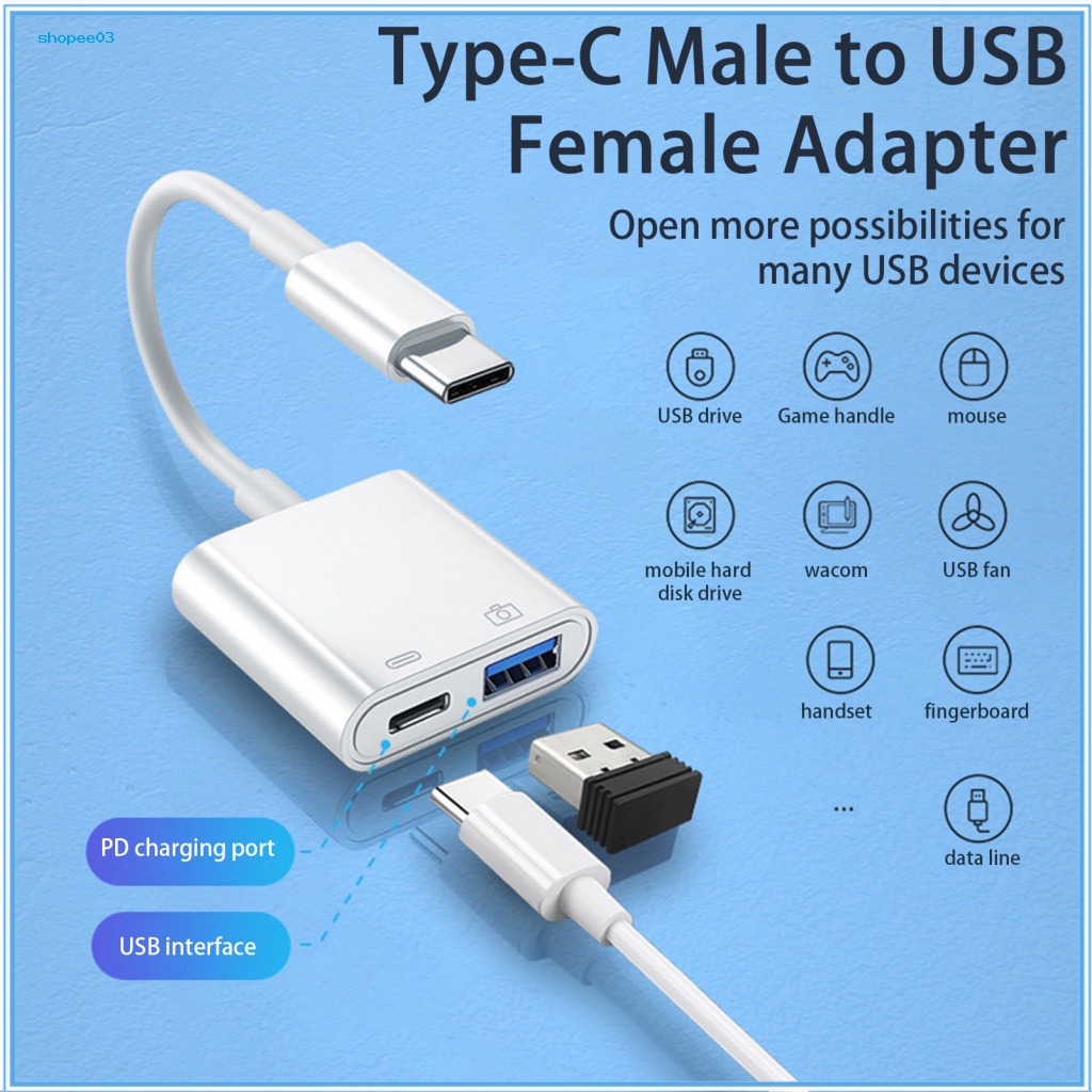 Đầu Đọc Thẻ OTG Với Cổng Sạc USB Đa Năng 500mA Type-C Tiện Dụng