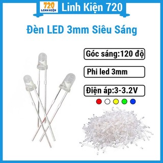 Combo 10 led siêu sáng phi 3mm đủ màu