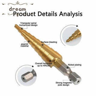 Drill Bits Steel Step Drill Set Step Drill 1/4\" Hex Shank 3pcs Useful