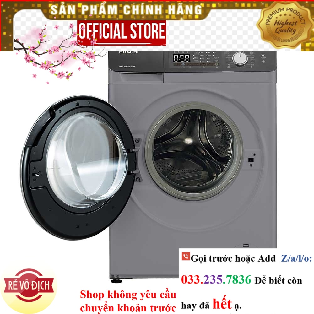 {New} BD-D852HVOS - Máy Giặt Sấy Hitachi Inverter Giặt 8.5Kg sấy 5Kg BD-D852HVOS