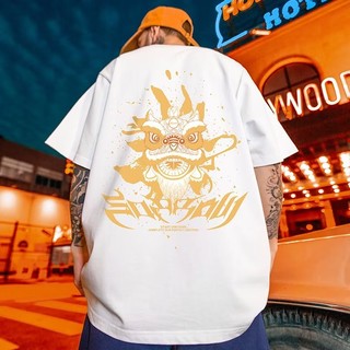 [Plus Size 8XL] Áo thun dáng rộng Hàn Quốc hợp thời trang hợp thời trang năm mới Element Dragon Dance in hình với cổ tròn Cotton mềm mại Trang phục cặp đôi đa năng thông thường dành cho nam
