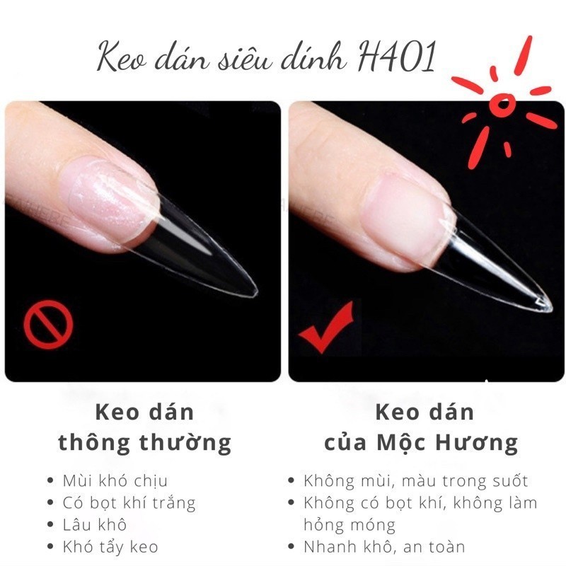 Keo dán siêu dính H401: Dán vòng tay, charm, phụ kiện, móng giả, an toàn, nhanh khô HTJEWELRY