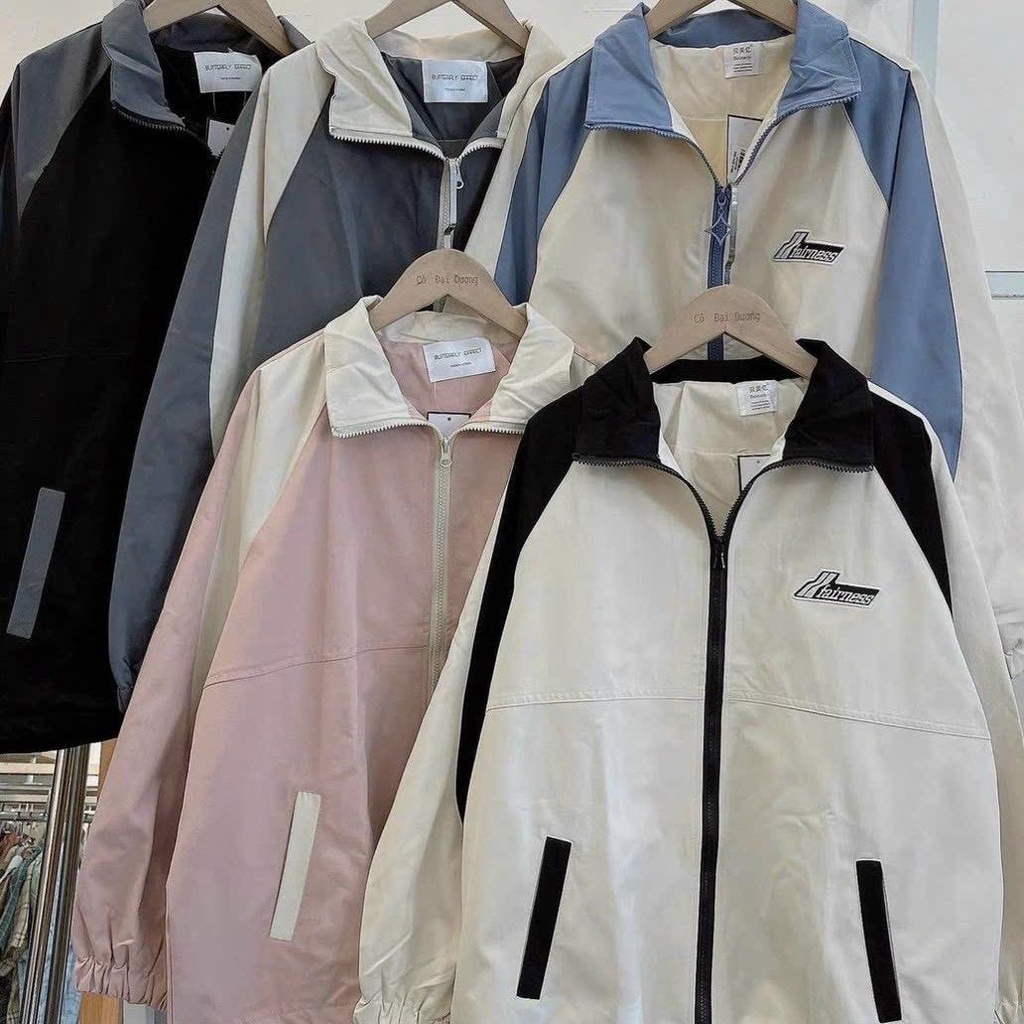 Áo khoác dù mero 2 lớp cổ bẻ thêu chữ phối màu ad650 unisex ulzzang nam nữ