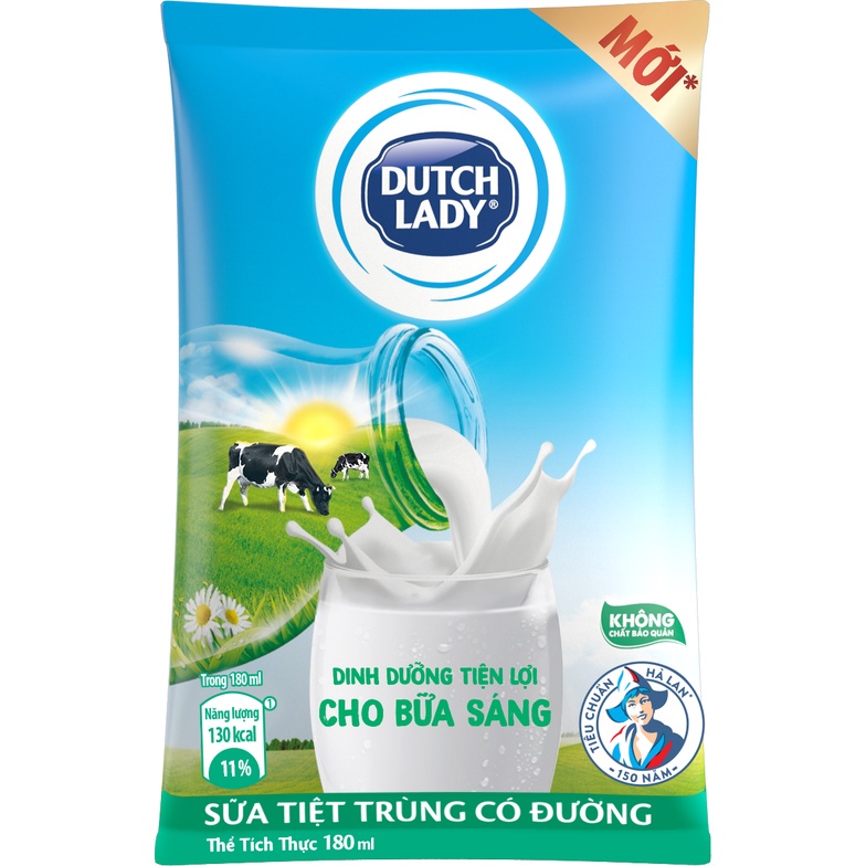1 Thùng 48 Bịch Sữa Tiệt Trùng Dutch Lady Cô Gái Hà Lan Có Đường