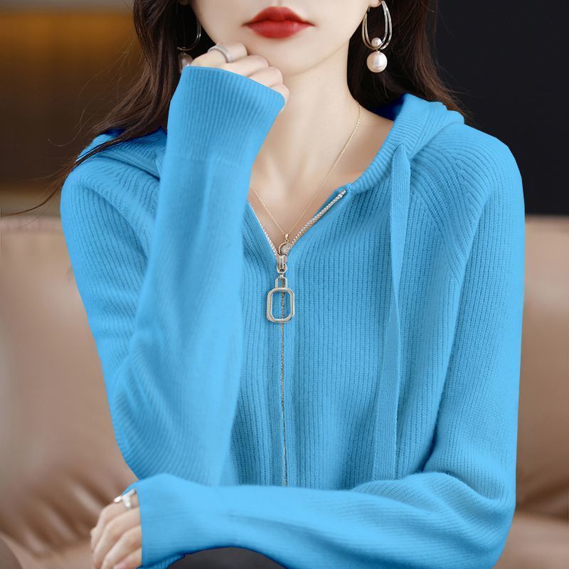 Áo Khoác cardigan Có Mũ Trùm Và Khóa Kéo Dáng Rộng Phong Cách Thu Đông Mới Dành Cho Bạn Nữ