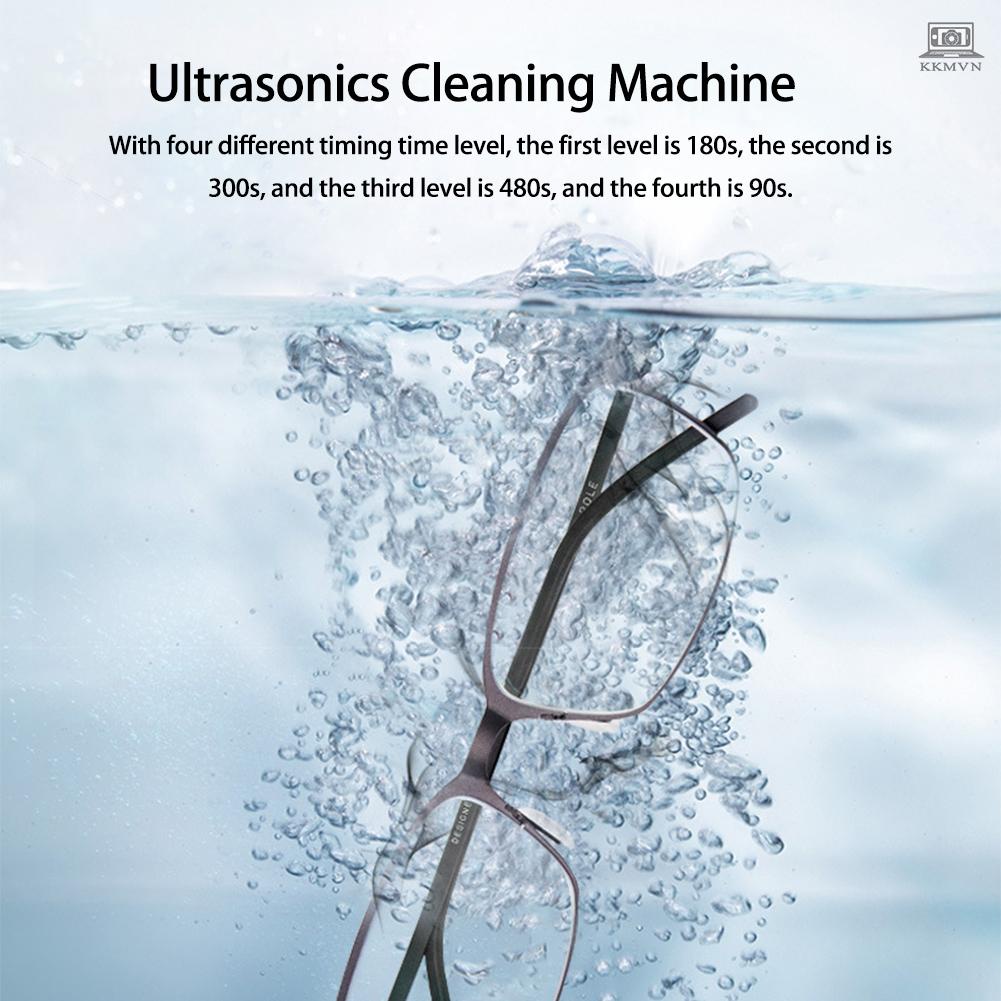 Ultrasonics Cleaning Machine Small Household Stainless Steel Cleaning Machine Glasses Braces Dentures Jewelrys Cleaning Machine 4 Timing Time Level Adjustable Touchable Screen