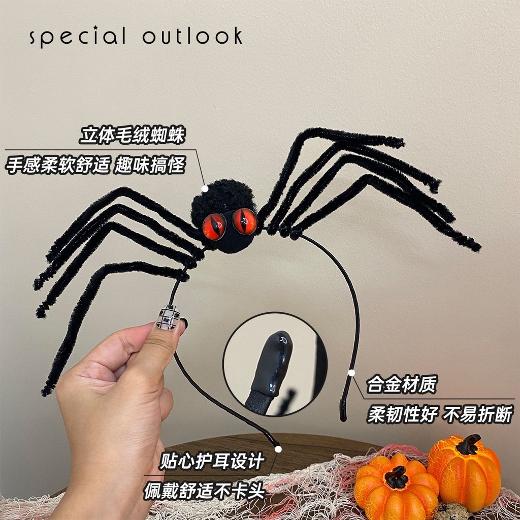 Băng Đô Cài Tóc Hình Nhện Đen Phong Cách halloween