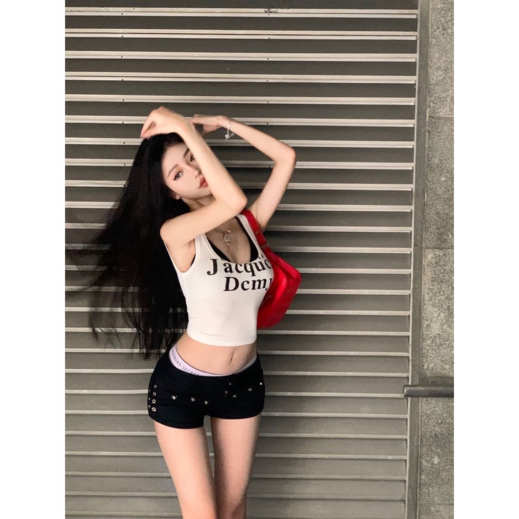 Áo Hai Dây Màu Trắng In Chữ Thời Trang Mùa Hè Hàng Mới Dành Cho Bạn Nữ qphw