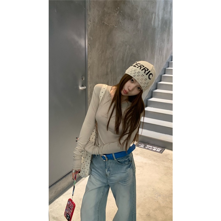 ✨Áo Thun Tay Dài Cổ Tròn Dáng Ôm Thời Trang Mùa Thu Cho Nữ
