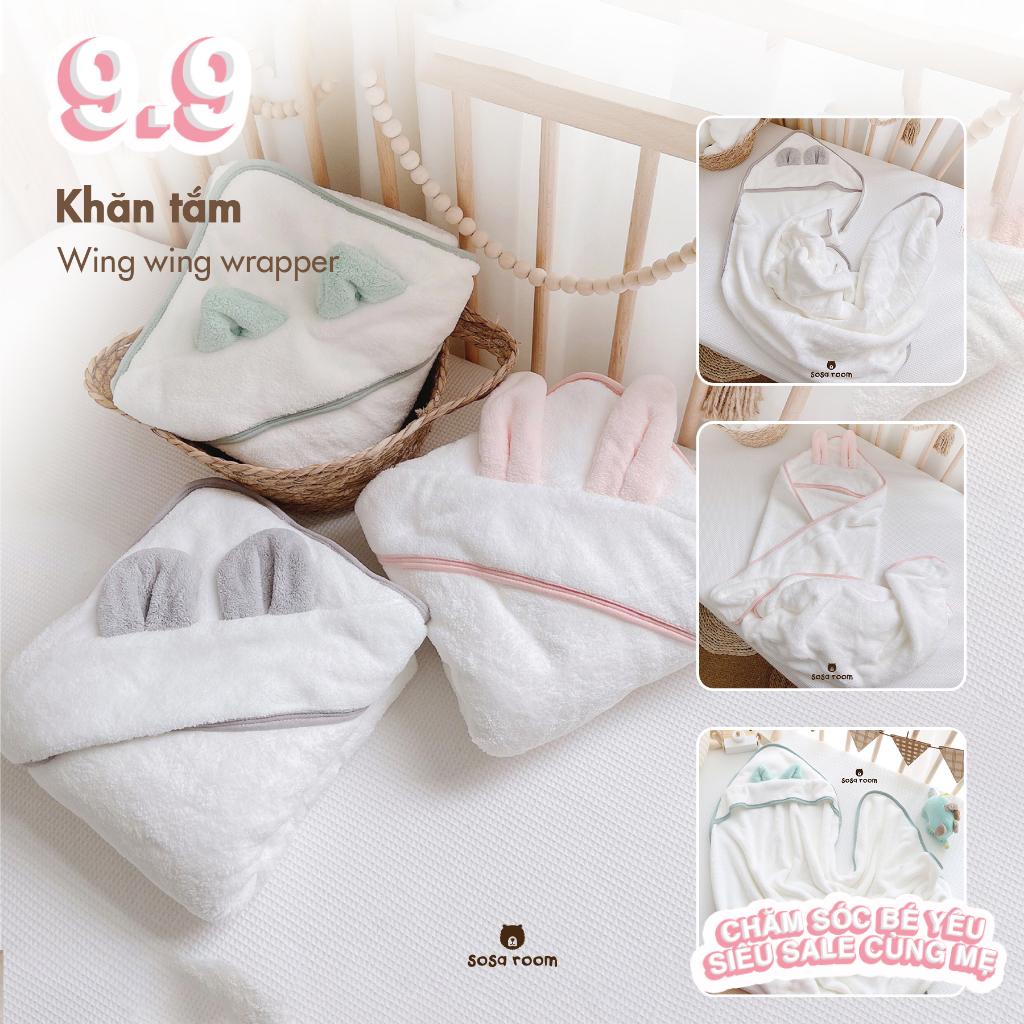 Khăn tắm dễ thương, vải nhung tuyết mềm êm siêu thấm hút cho bé, khăn đa năng