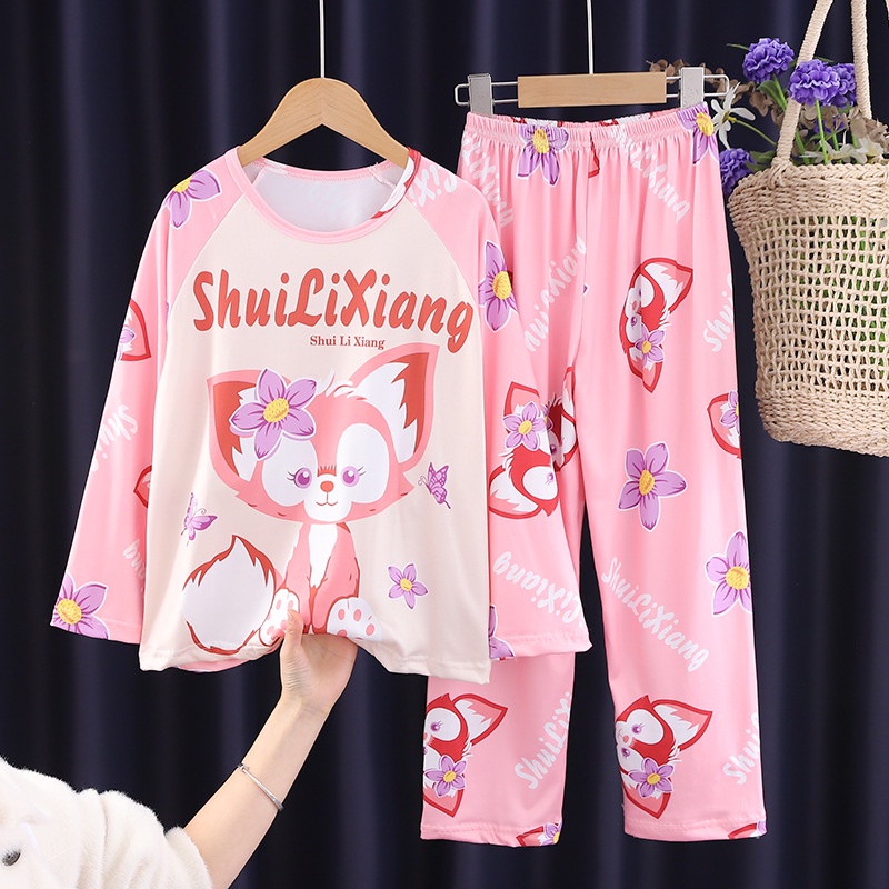 Bộ Dài Tay Bé Gái,Đồ Ngủ Trẻ Em,Bộ Đồ Ngủ Tay Dài In Hoạt Hình Công Chúa Aisha Dễ Thương Thời Trang Xuân Thu Cho Bé Gái