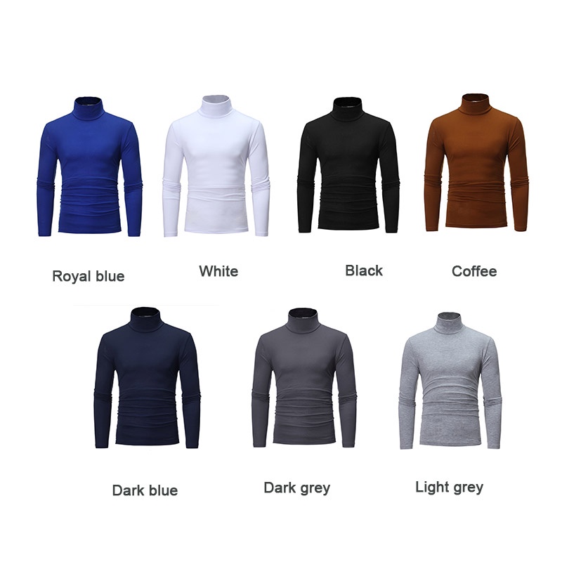 Áo Thun Tay Dài Cổ Cao Đơn Giản Thời Trang Cho Nam