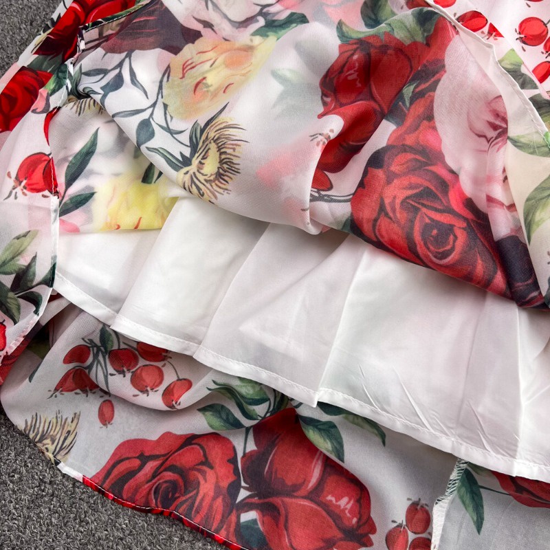 Đầm chiffon Chữ a Tay Dài Cổ Thắt Nơ Eo Cao In Họa Tiết vintage Thanh Lịch Thời Trang Xuân Hè Dành Cho Bạn Nữ