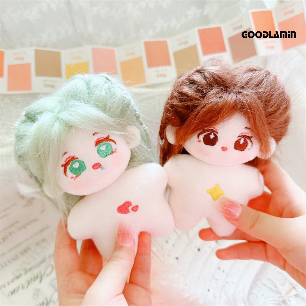 Goodlarxx Búp Bê Nhồi Bông 10cm Thêu Hình Mặt Gấu Trúc Tóc Dài Mặc Đồ Dễ Thương Điện Tử