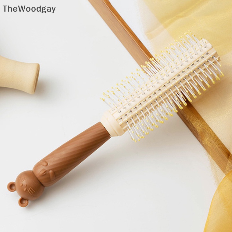 Thewoodgay Bộ Gương Trang Điểm Cầm Tay Không Góc massage Đầu Không Thắt Nút Hình Bia Dễ Thương Cung Cấp Lược Tại Nhà en