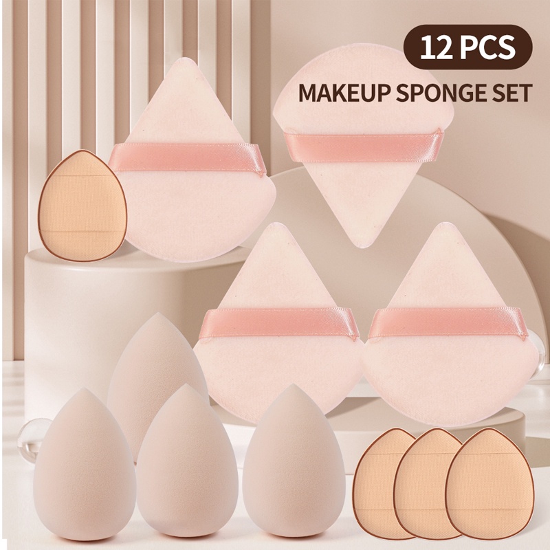 Set 12 Mút Trang Điểm Tán Kem Nền Che Khuyết Điểm