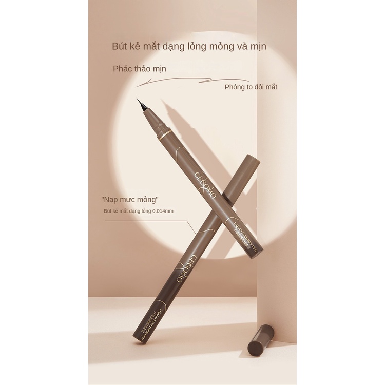 Bút Kẻ Mắt Siêu Mảnh Cho Người Mới Tập Makeup Không Lem, Bền Màu Chống Nước