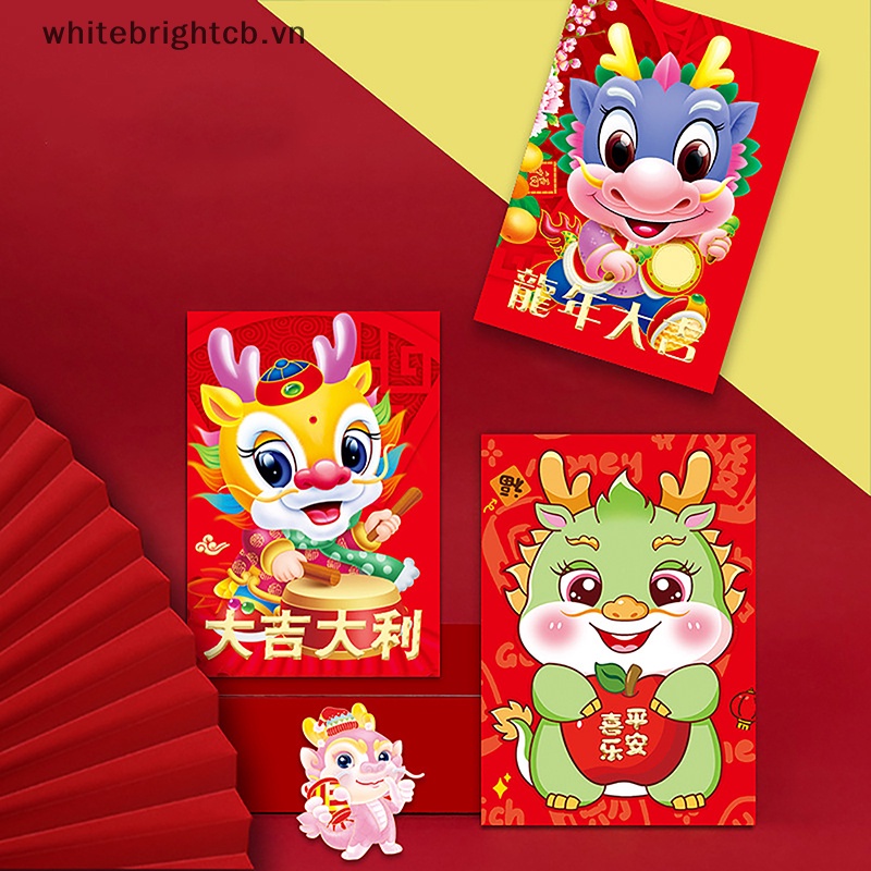 / 2024 / / 6 Bao Lì Xì Hình Rồng Đỏ May Mắn Cho Năm Mới / Năm Mới 2024