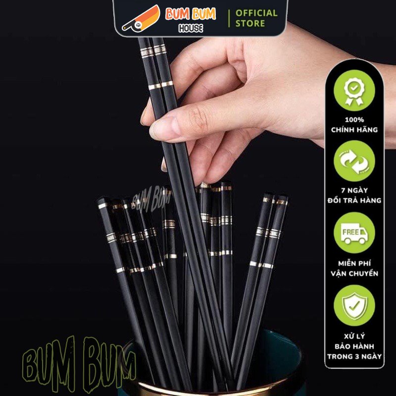Set 10 đôi đũa xịn cao cấp Bum Bum House nhựa chịu nhiệt chống trơn hàng cao cấp phong cách Nhật, đũ