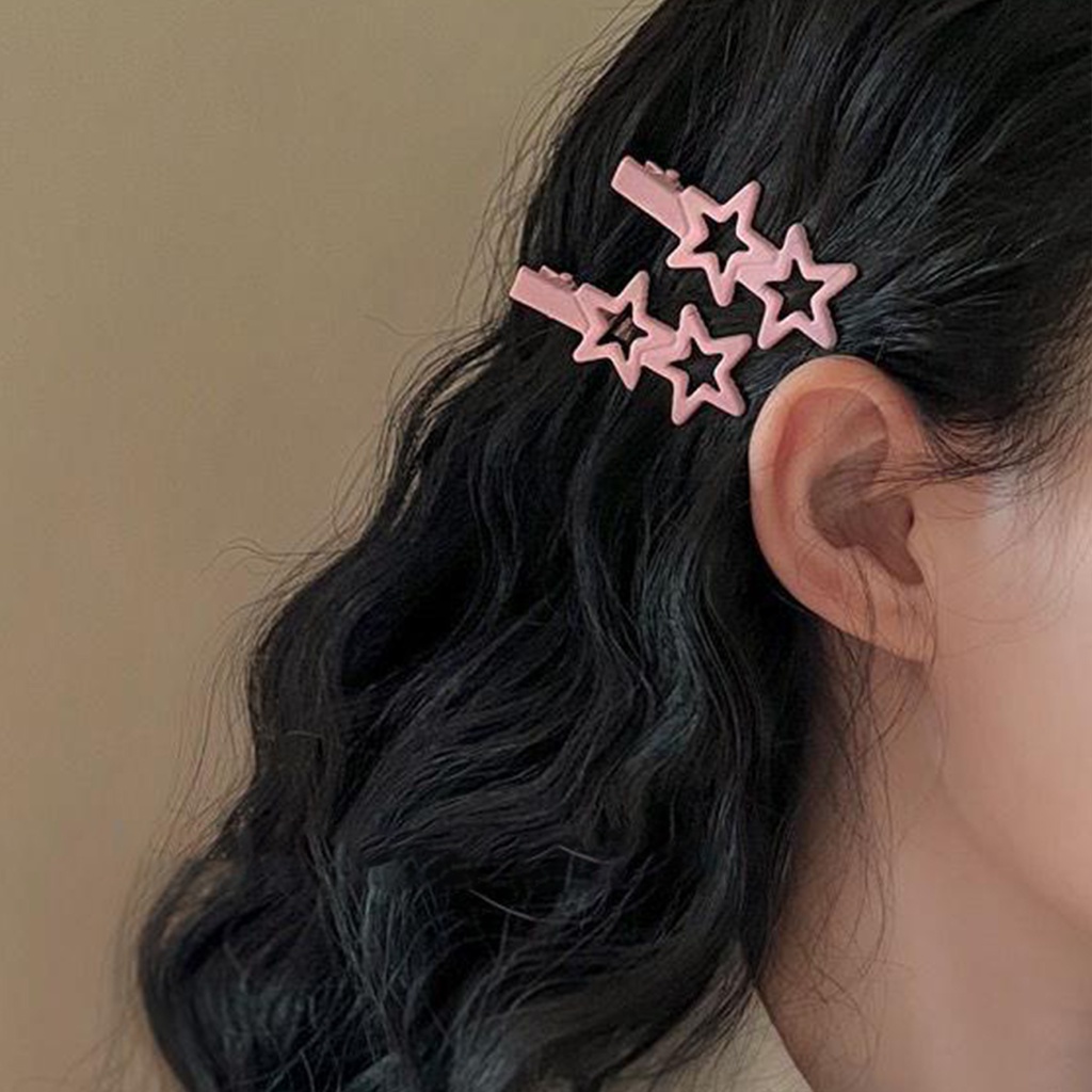 Set 1 / 5 Cặp Tóc Hình Ngôi Sao Năm Cánh Nhiều Màu Sắc Ngọt Ngào Thời Trang Cho Nữ
