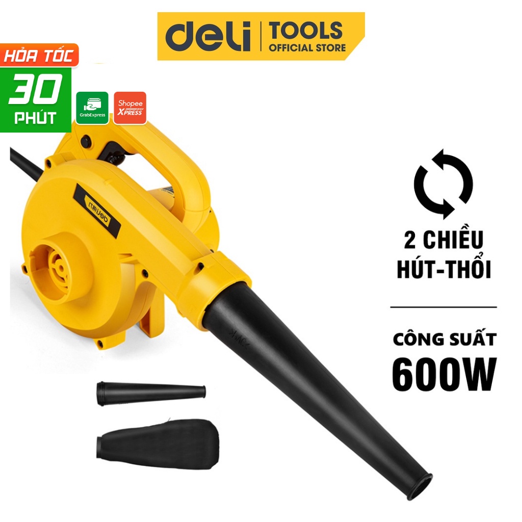 Máy Thổi Bụi Hút Bụi Cầm Tay 2 Chiều Deli Đa Năng - Tùy Chỉnh Tốc Độ 12000 Vòng/Phút Công Suất 600W - DL661600